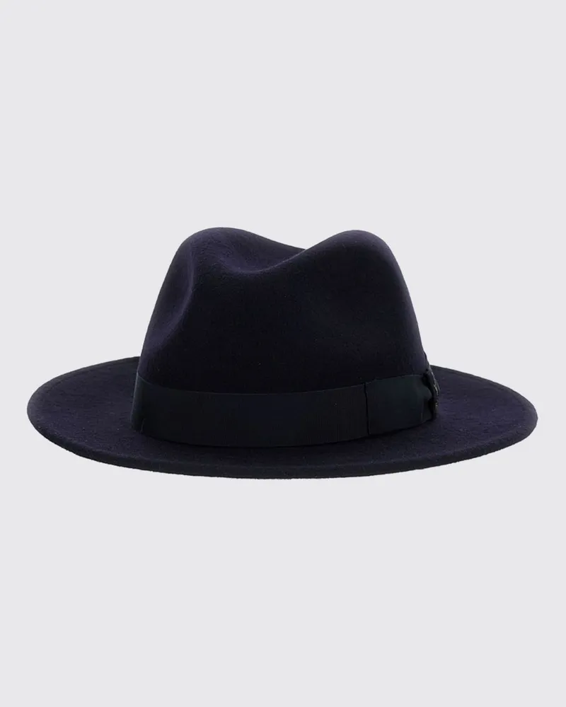 Borsalino Panama-Hut aus Wollfilz mit breiter Krempe Blau