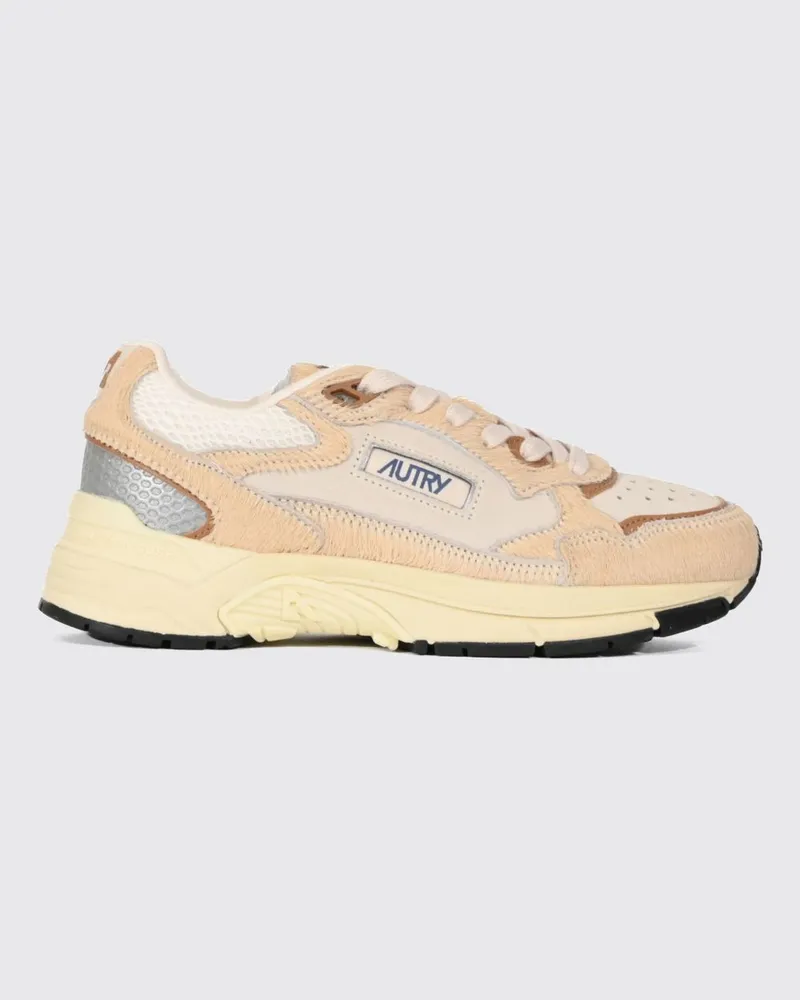 AUTRY Hyperway Low-Top-Sneakers aus Leder und Mesh mit gezackter Sohle Ivory