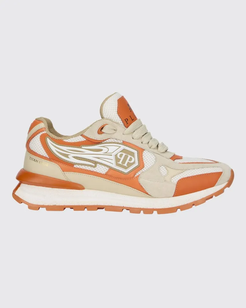 Philipp Plein Sneakers aus Leder und Mesh Beige