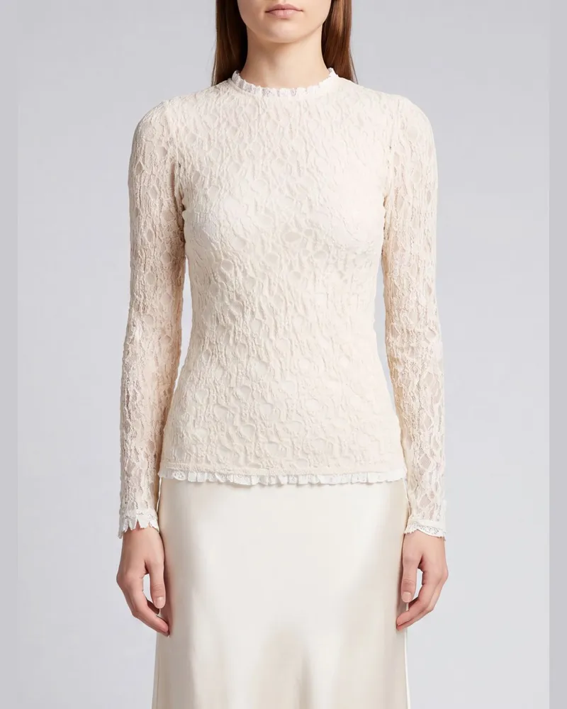 Isabel Marant Langärmeliges Spitzen-Top mit Slim-Fit-Passform Weiß