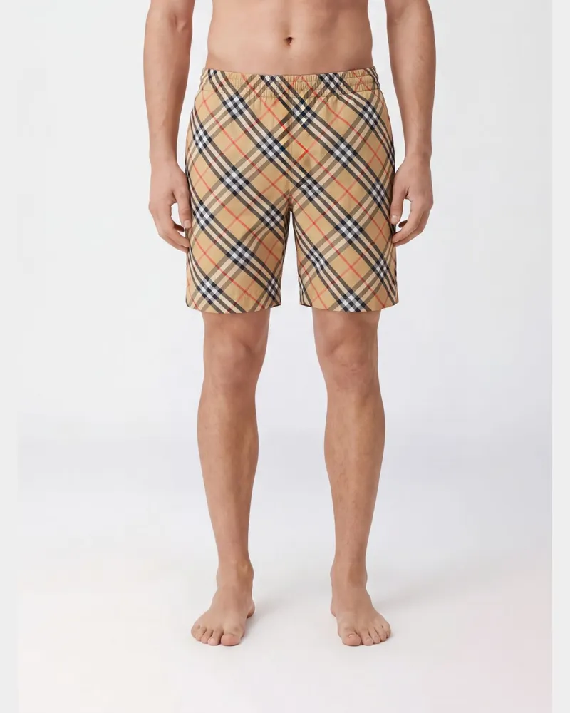 Burberry Badeshorts mit Vintage-Check-Muster und EKD-Logo Beige
