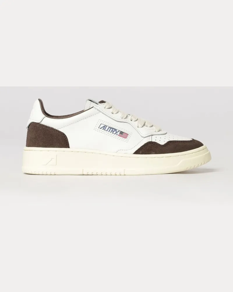 AUTRY Medalist Low Bicolor-Ledersneaker mit perforierter Spitze Weiss