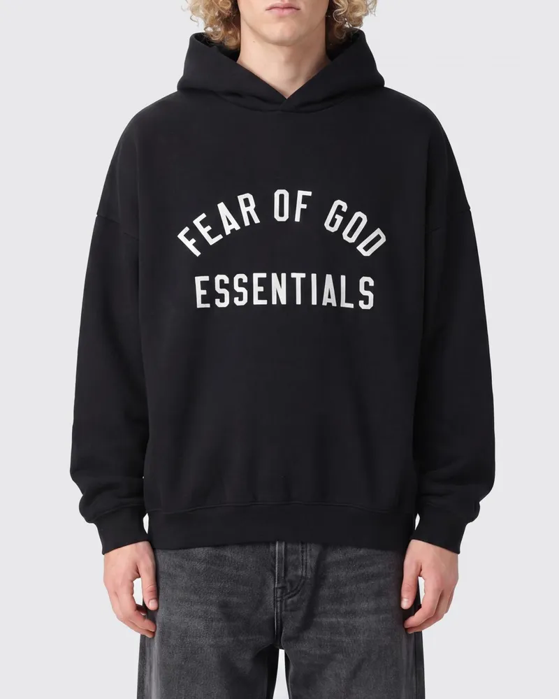 Fear of God Hoodie aus Baumwollmischung mit Kontrast-Logo Schwarz