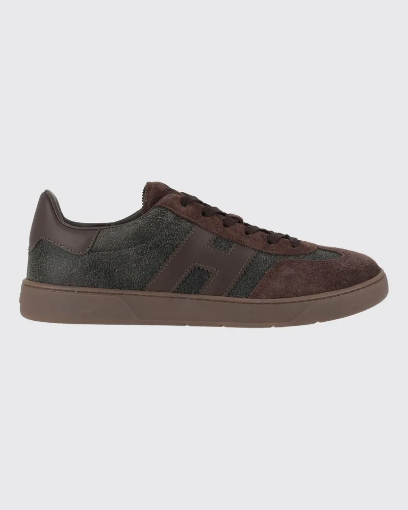 Hogan Cool Zweifarbige Low-Top-Sneaker aus Veloursleder mit H-Logo Braun