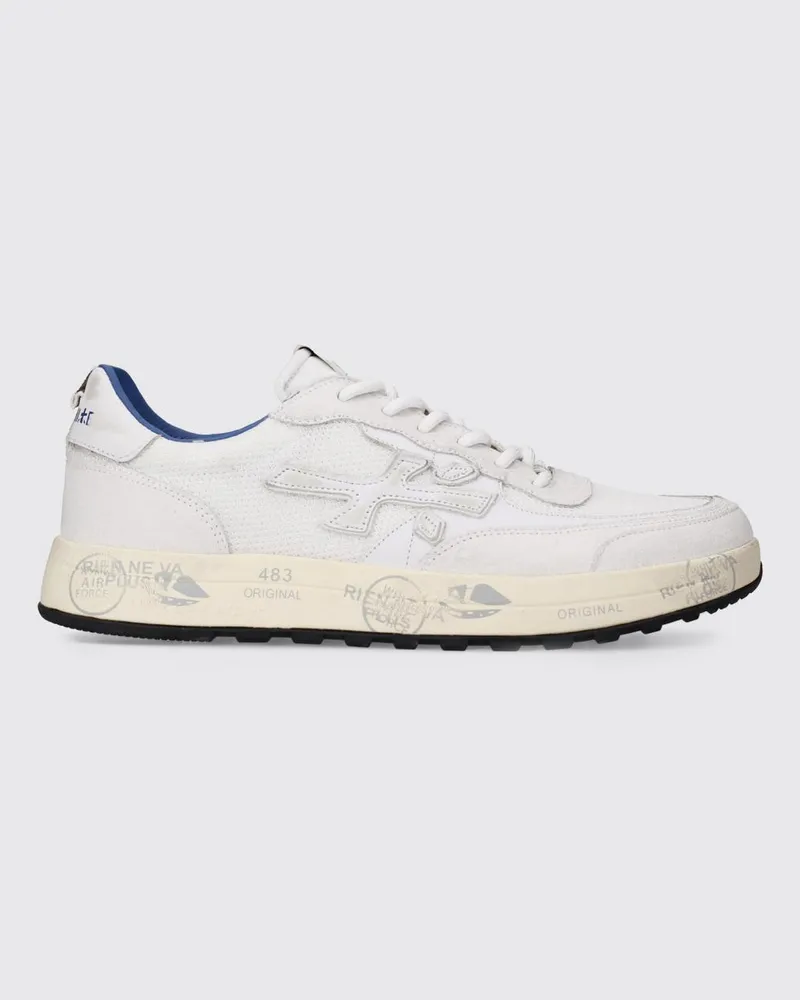 Premiata Nous Low-Top-Sneaker aus Wildleder und Mesh mit appliziertem Logo Weiß