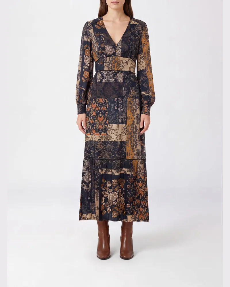 Liu Jo Midikleid von aus Viskose mit Paisley-Muster, V-Ausschnitt und langen Ärmeln Bunt