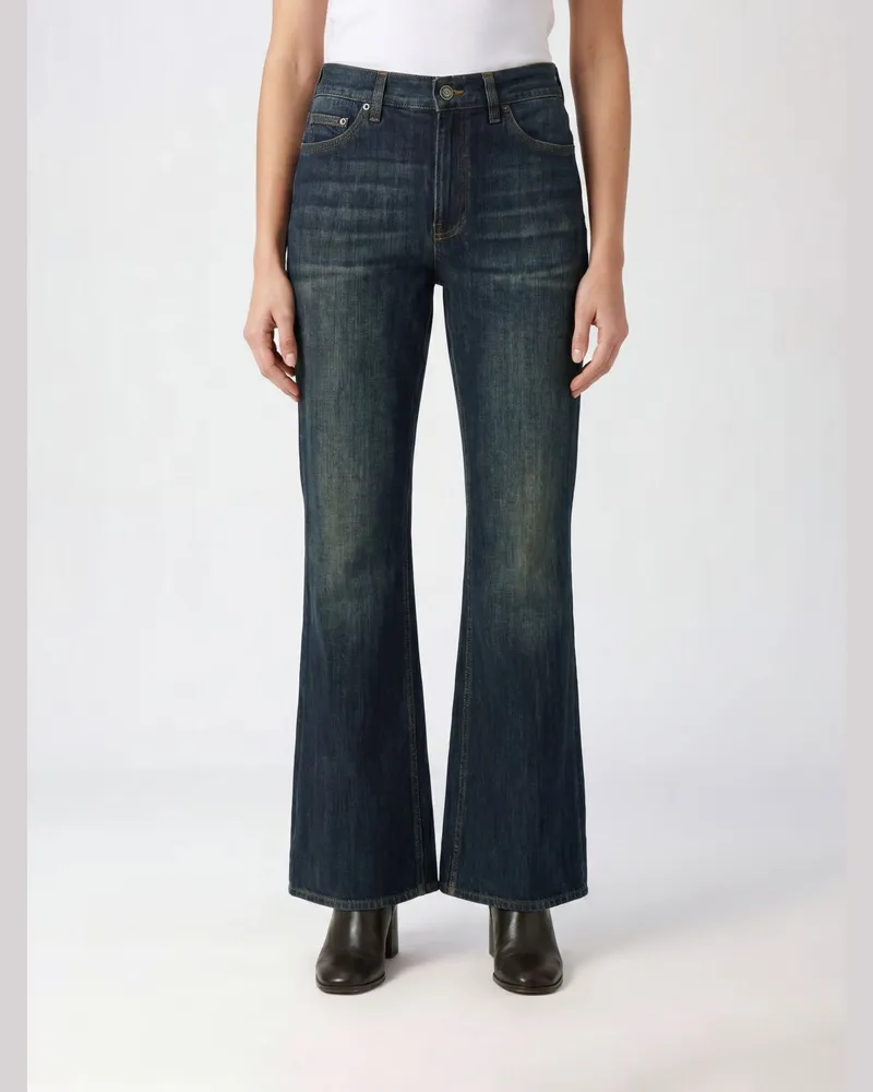 Burberry Mid-Rise Flared Jeans aus Baumwolldenim mit Fünf-Taschen-Design Blau