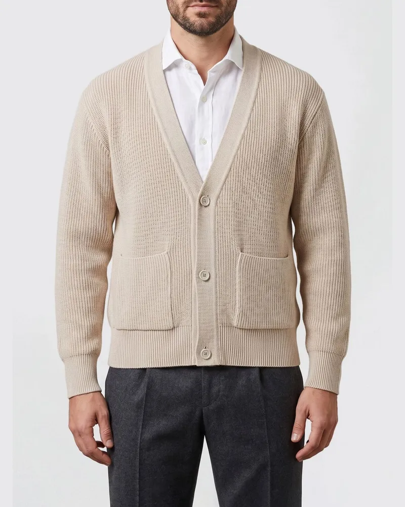 LARDINI Baumwoll Cardigan Beige