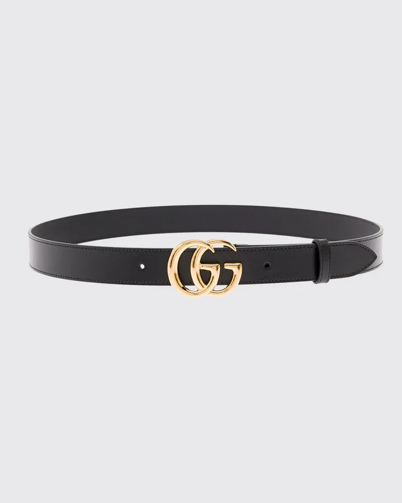 Gucci Ledergürtel mit GG-Monogramm-Schnalle Schwarz