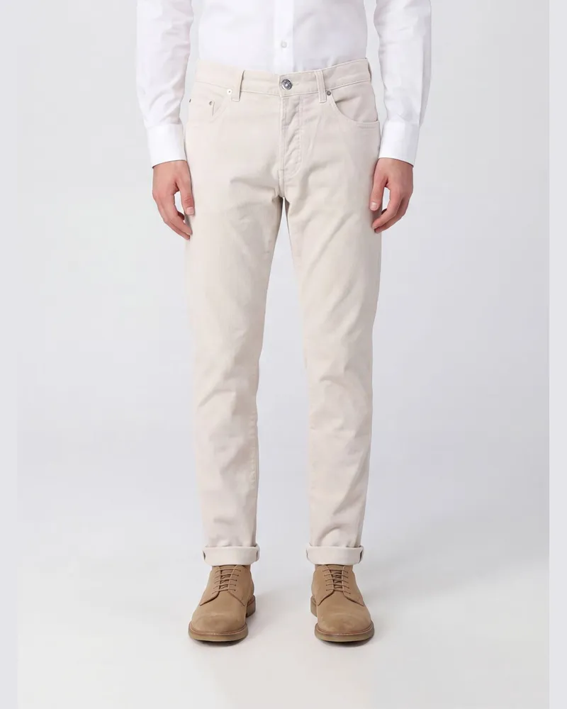 Dondup Slim Fit Cordhose mit mittlerer Leibhöhe und Umschlagbündchen Grau