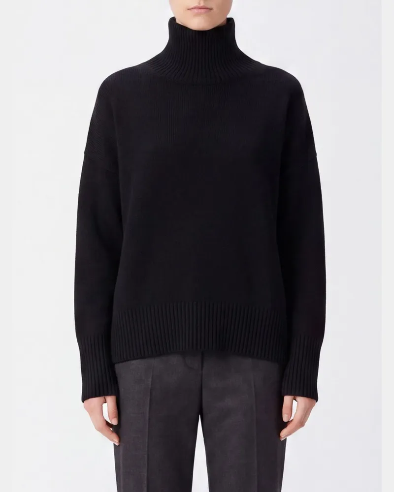 Lisa Yang Rollkragenpullover aus reinem Kaschmir mit überschnittenen Schultern Schwarz