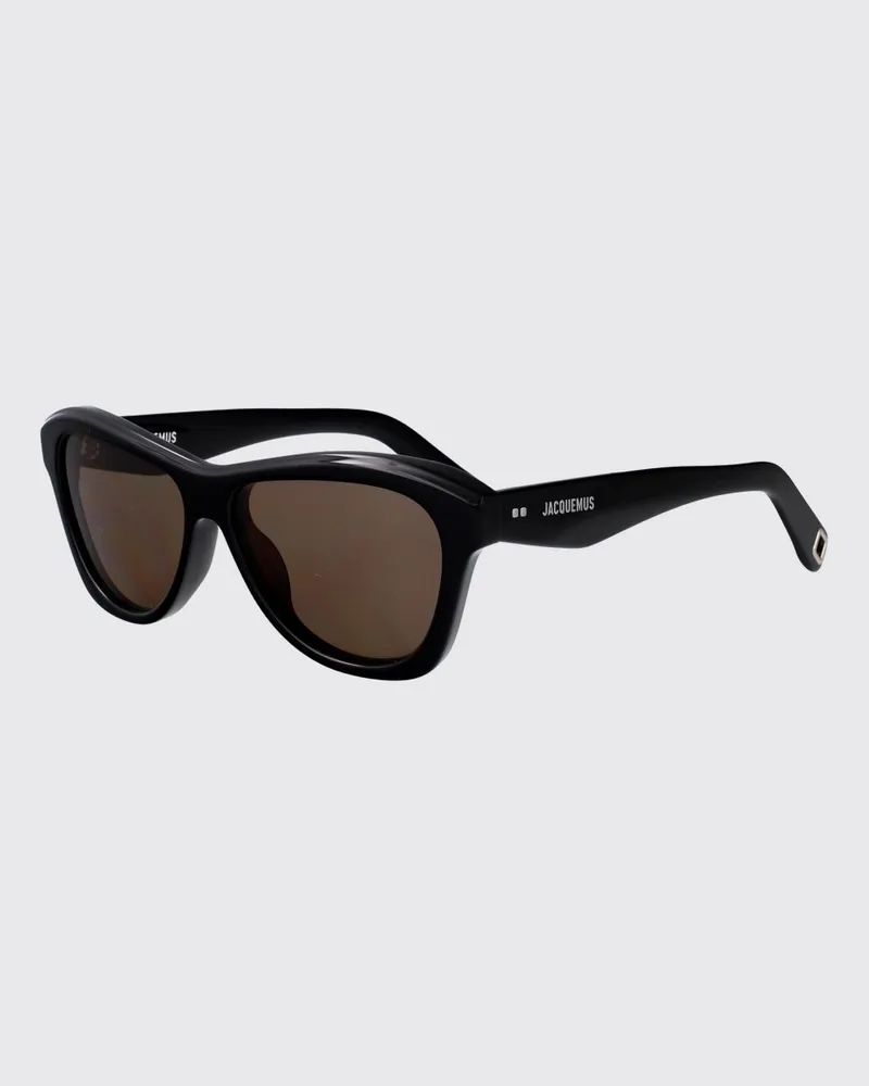 Jacquemus Abgerundete Cat-Eye-Sonnenbrille aus schwarzem Acetat mit dunklen Gläsern Schwarz