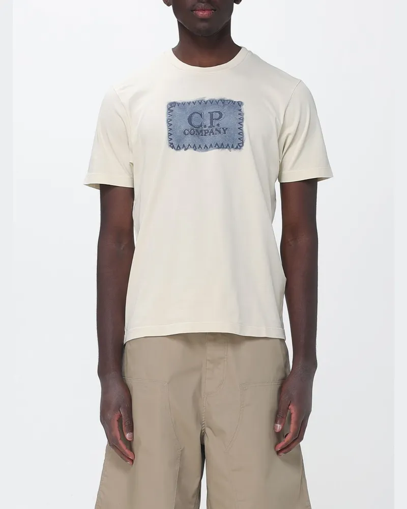 C.P. Company Baumwoll-T-Shirt von mit kontrastierendem Logo und Rundhalsausschnitt Beige