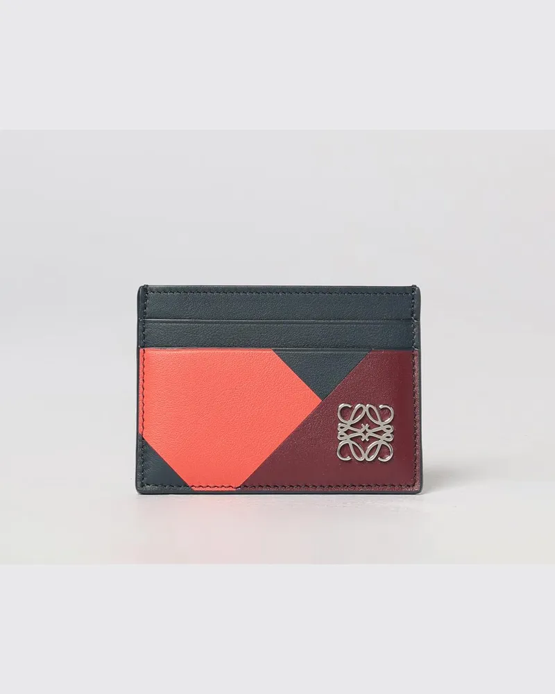 Loewe Anagram Kartenetui aus glattem Kalbsleder mit Monogramm Blau