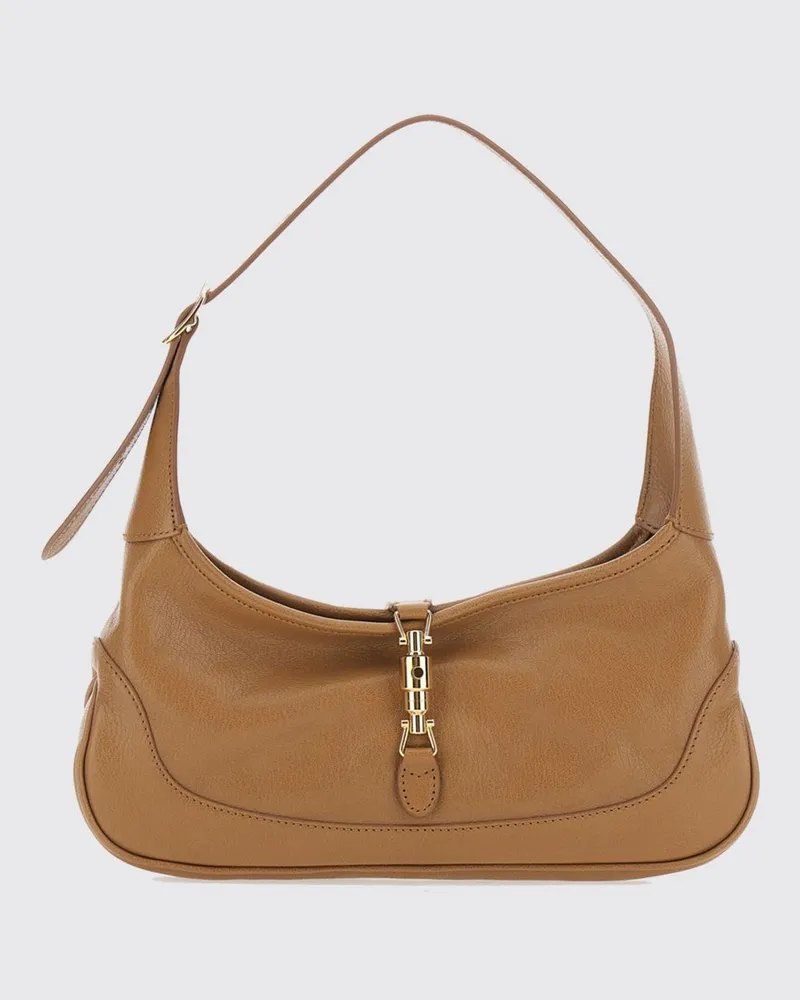 Gucci Jackie Slim Schultertasche aus Nappaleder mit Spangenverschluss Beige