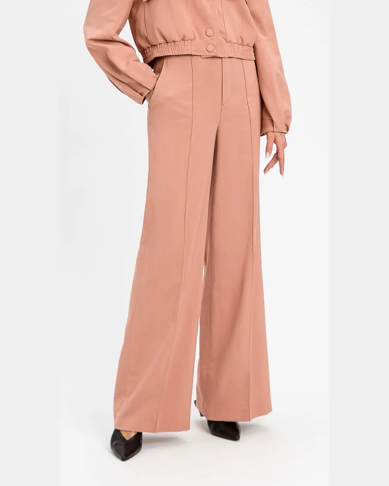 Twin-Set Hoch taillierte Palazzo-Hose aus Viskosemischung Pink