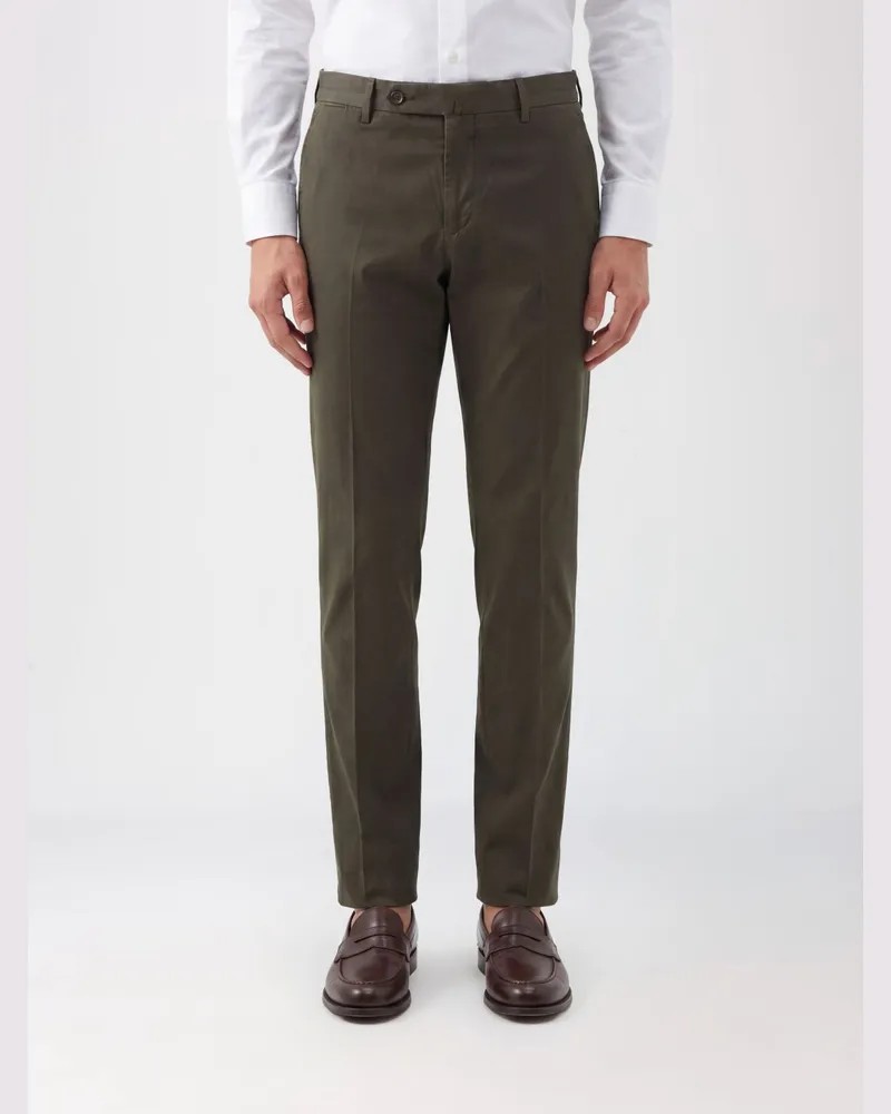 PT TORINO Stretch-Chino-Hose aus Baumwolle und Seide Braun