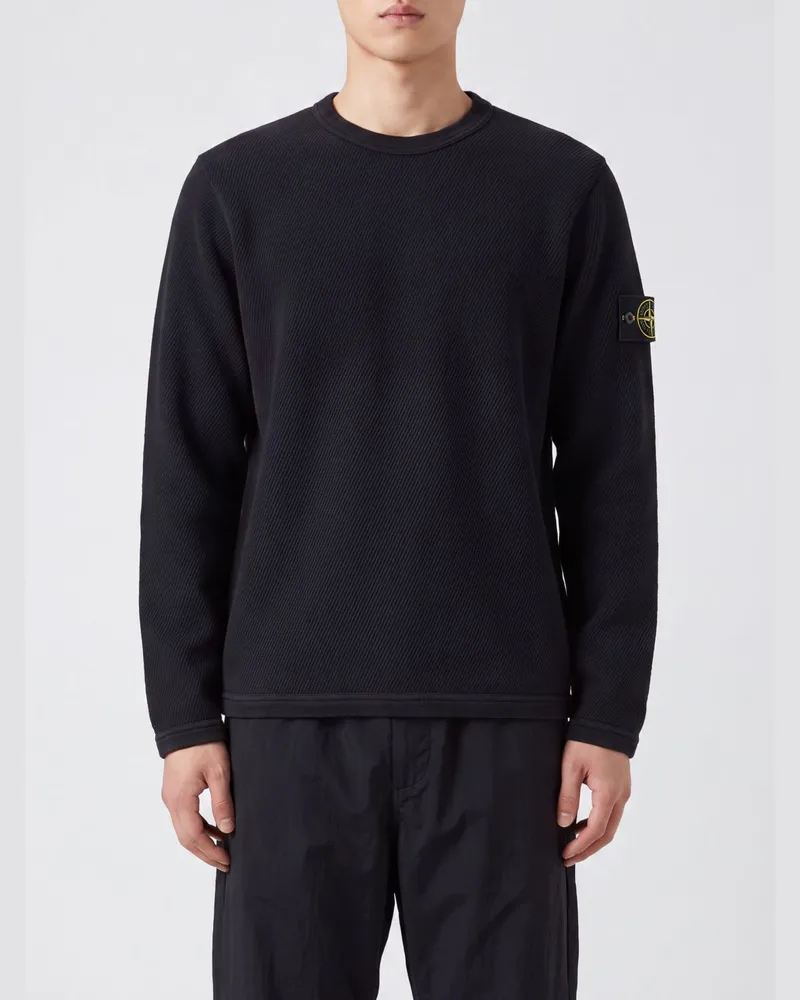 Stone Island Baumwoll-T-Shirt mit Logo Schwarz