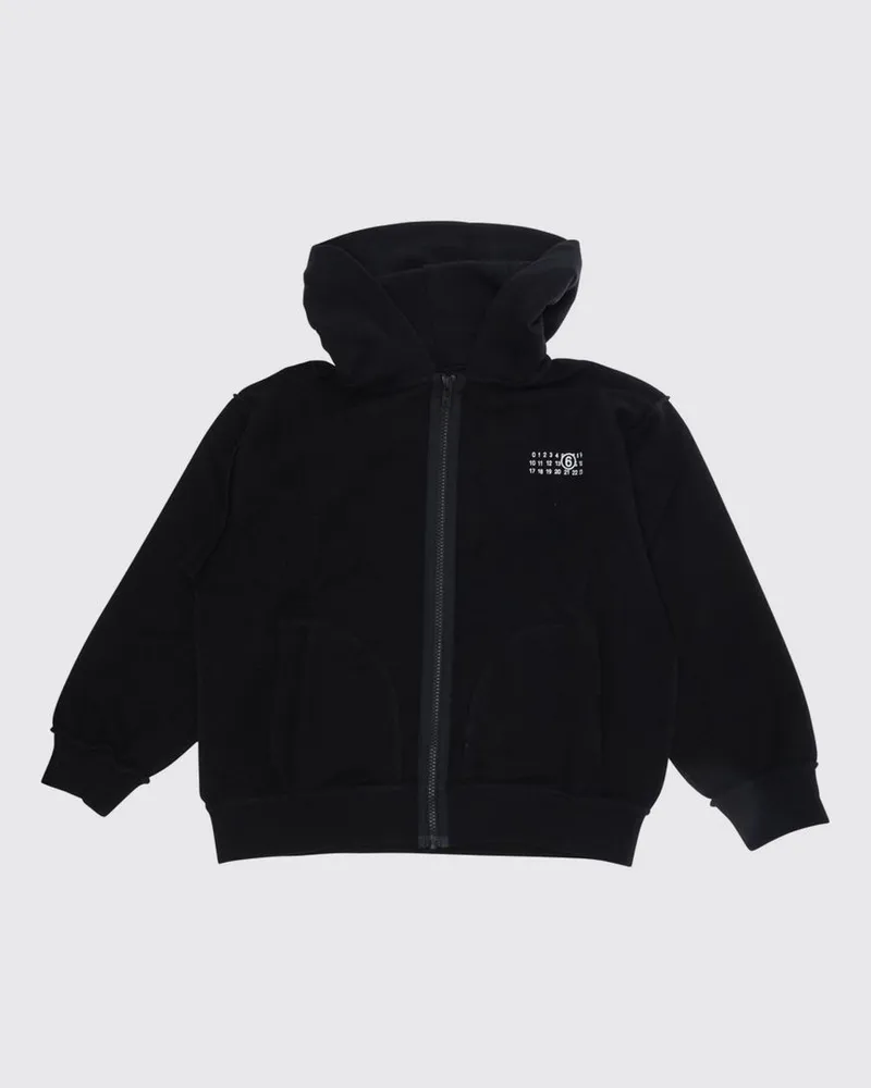 Maison Margiela Kapuzenjacke mit Reißverschluss für Jungen aus Baumwolle mit Logo Schwarz