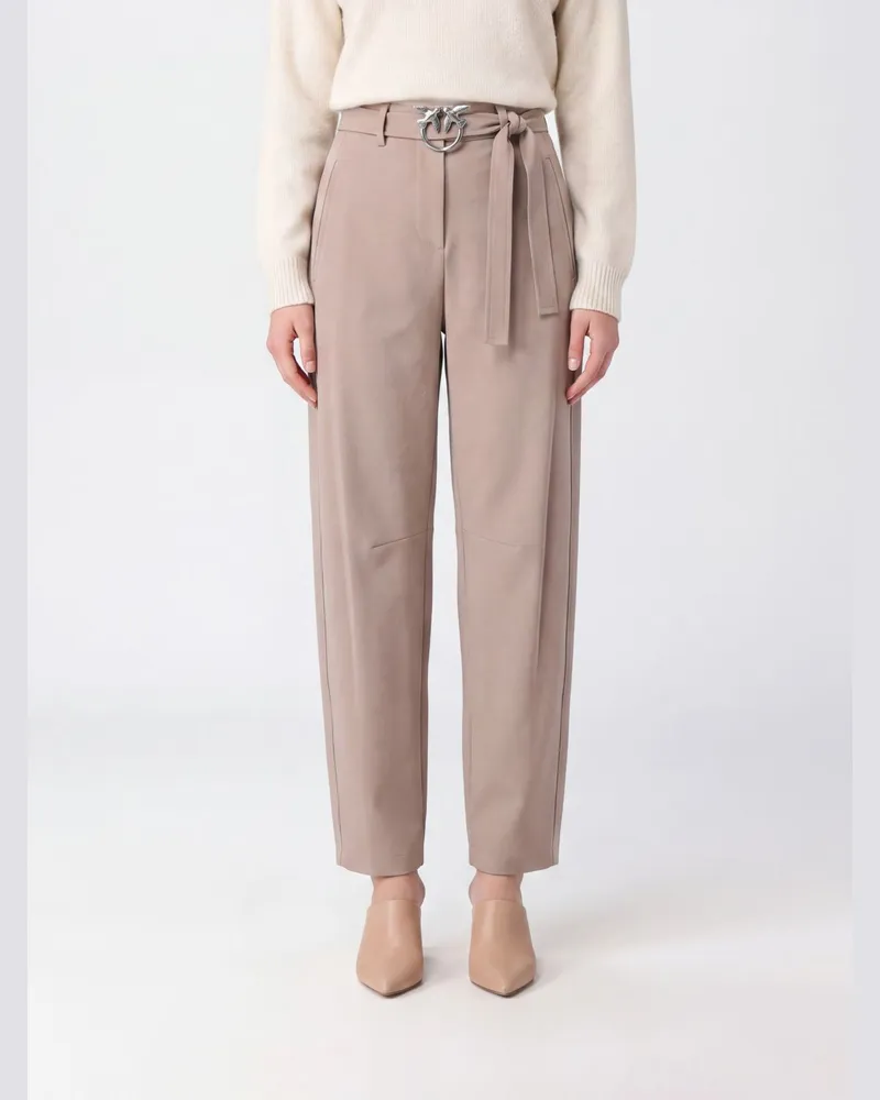 Pinko High-Waist Baggy-Hose New Lexy mit Logogürtel Beige