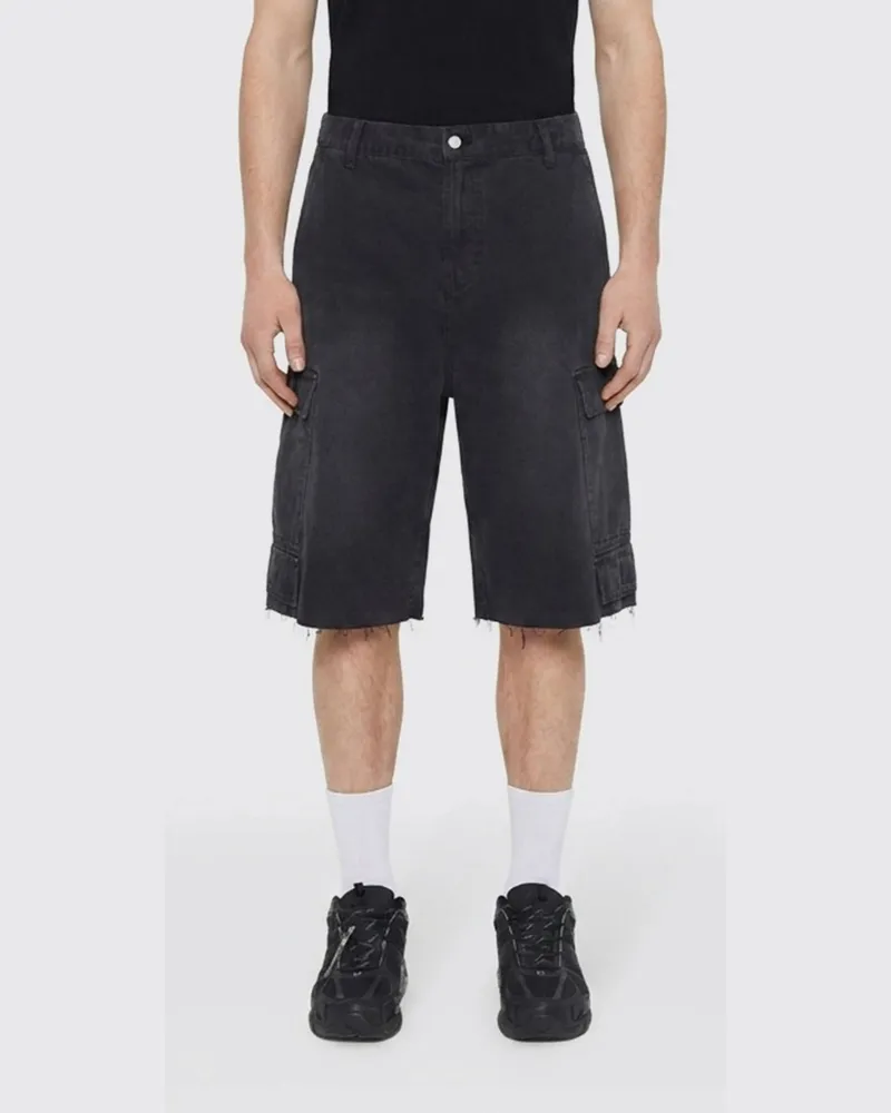 44 LABEL GROUP Knielange Cargo-Shorts aus Baumwoll-Denim Schwarz