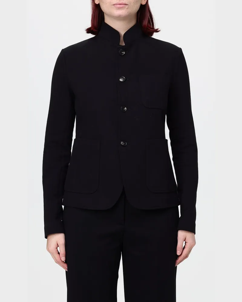 CIRCOLO 1901 Kurzer Viskose-Blazer mit Stehkragen Schwarz