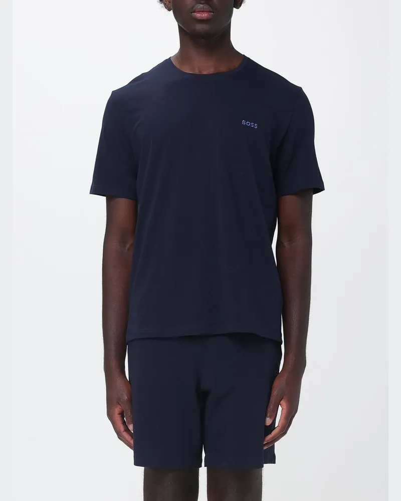 HUGO BOSS Baumwoll-T-Shirt mit Logo Blau