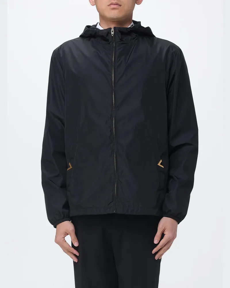 Valentino Garavani Kapuzen-Nylon-Windjacke Schwarz