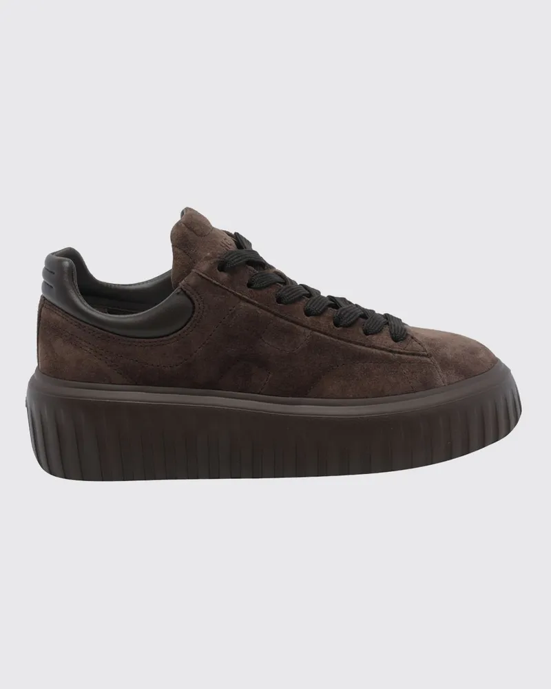 Hogan H-Stripes Wildleder-Platform-Sneakers Braun