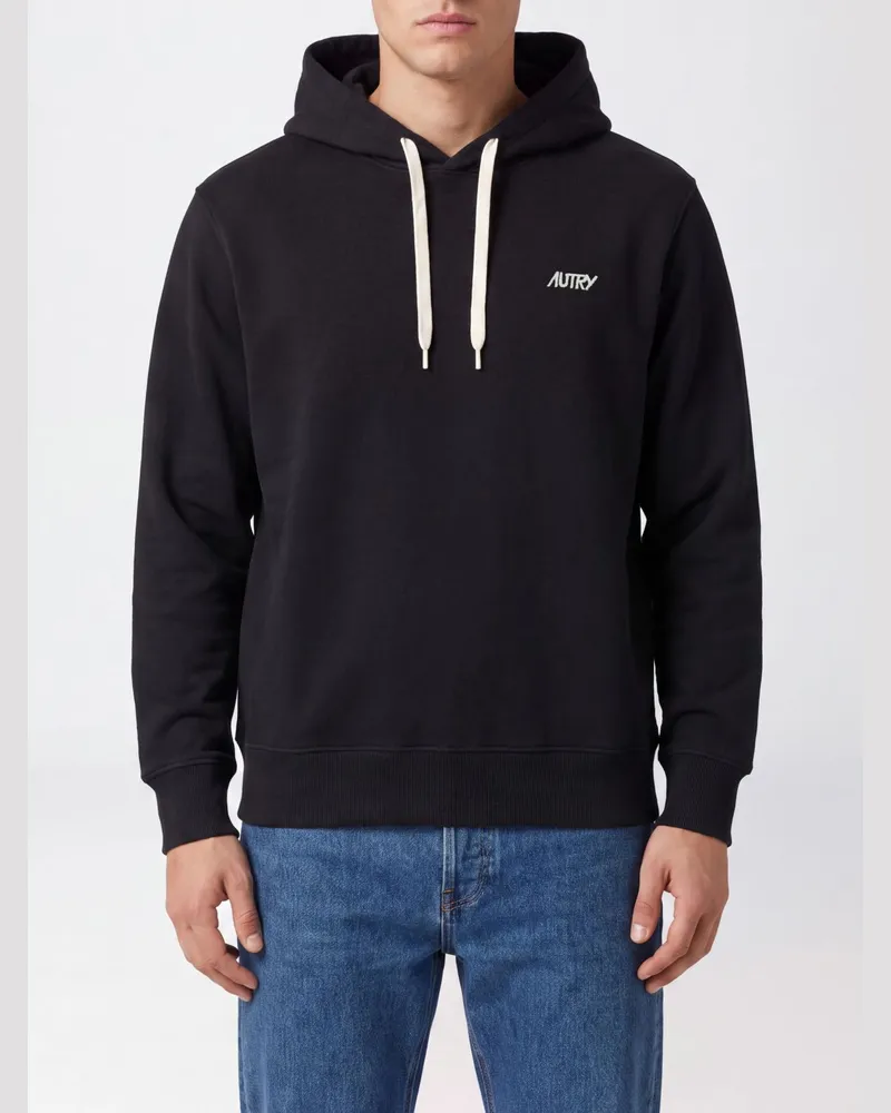 AUTRY Baumwoll-Hoodie mit kontrastierendem Logo und Kordelzug Schwarz