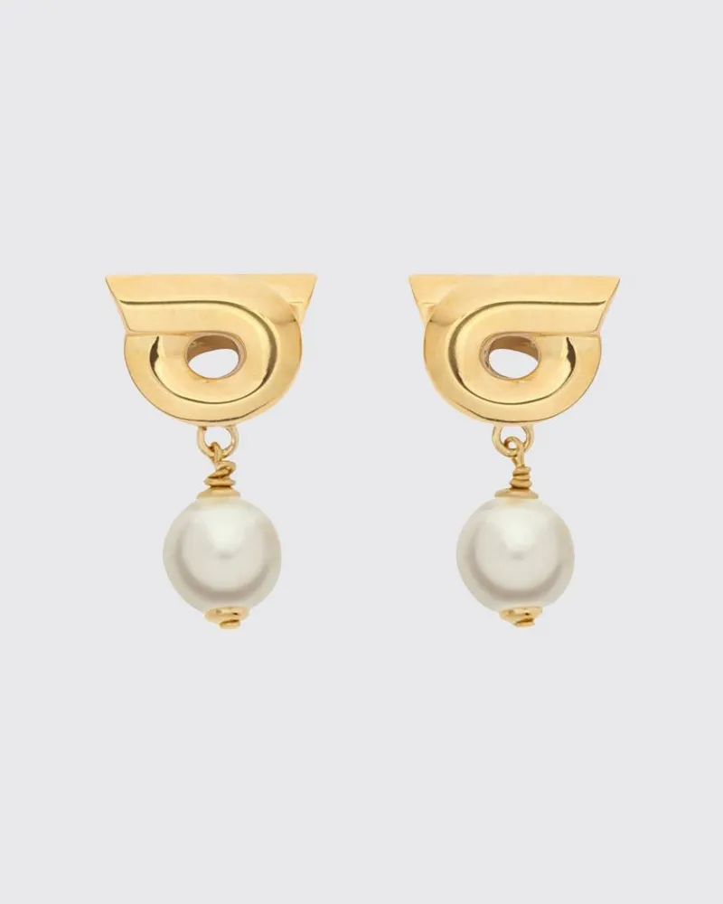 Ferragamo Gancini Hängeohrringe aus Messing mit Perlen Gold