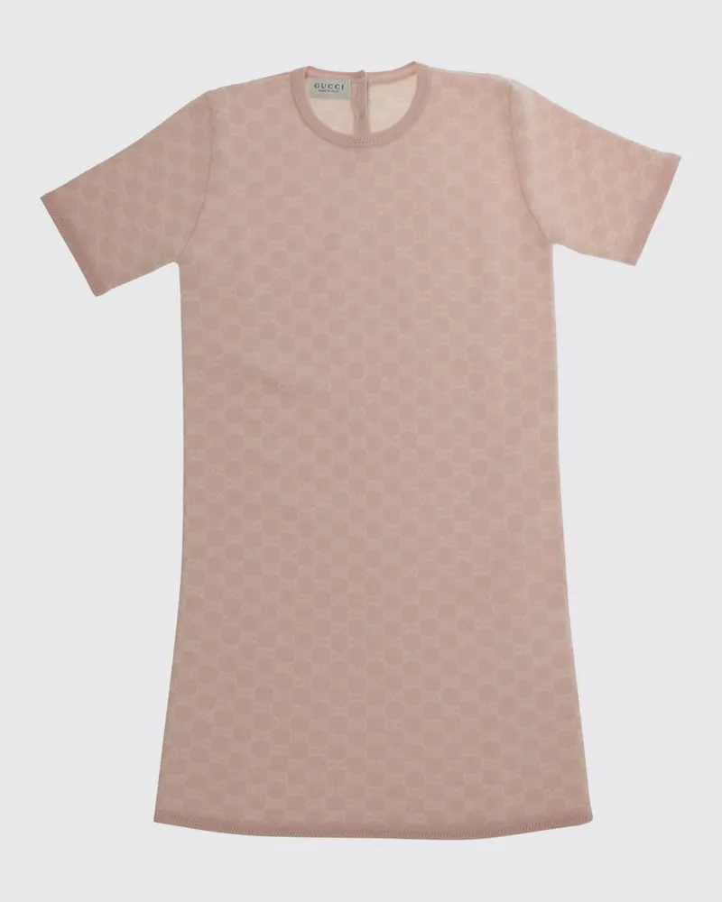 Gucci Mini-Strickkleid aus Wolle mit GG-Jacquard-Monogramm für Mädchen Pink
