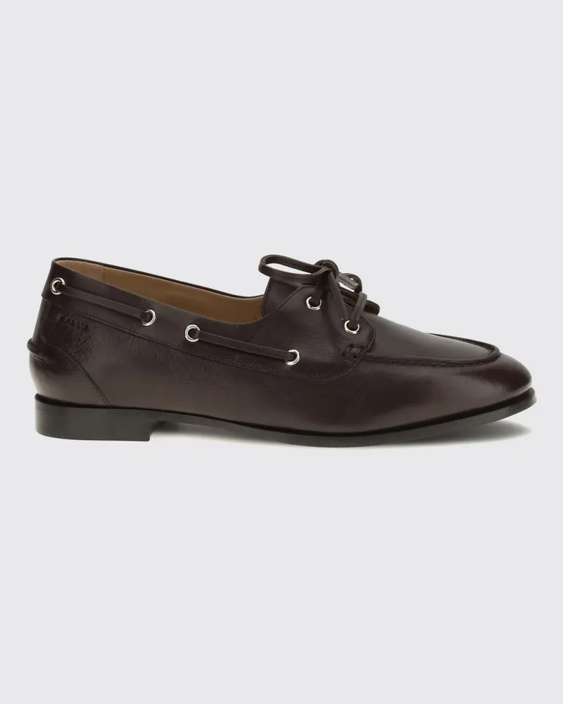 Bally Plume Leder-Bootsslipper Schwarz