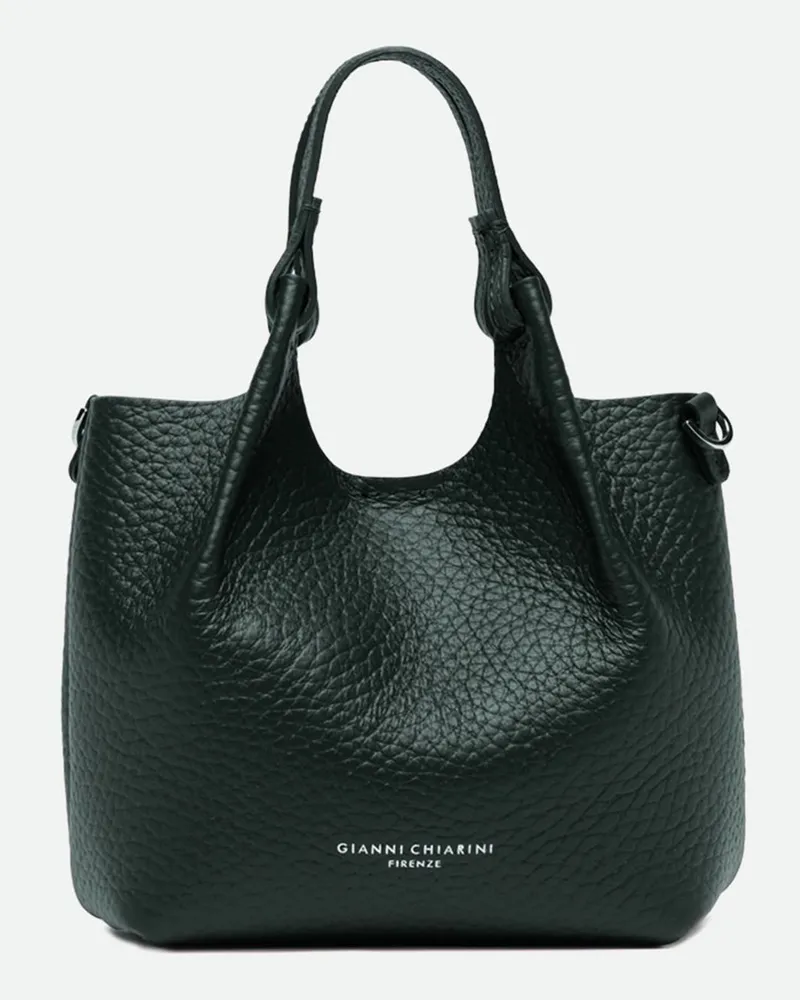 Gianni Chiarini Dua Mini-Handtasche aus gehämmertem Leder mit doppeltem Henkel Grün