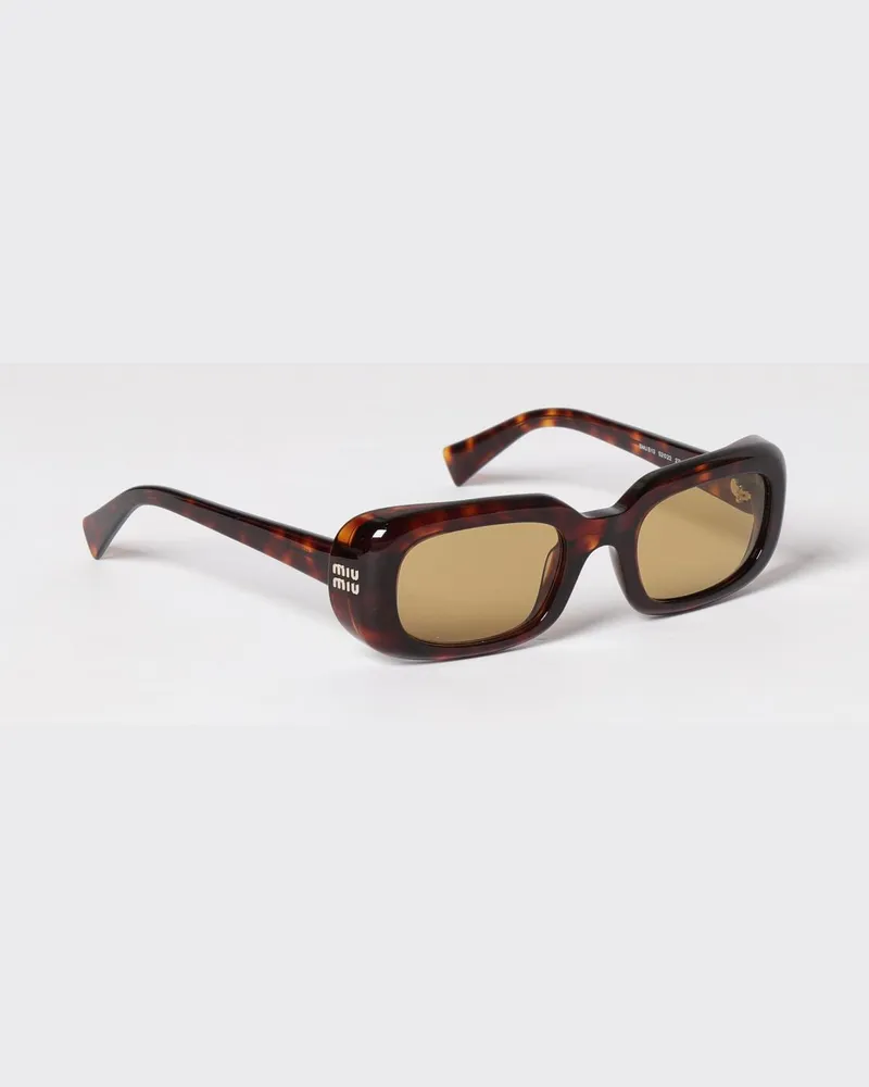 Miu Miu Rechteckige Acetat-Sonnenbrille mit Logo Bunt