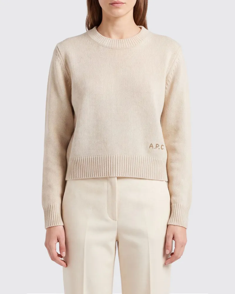 A.P.C. Anna Wollpullover mit Rundhalsausschnitt und gesticktem Logo Weiss
