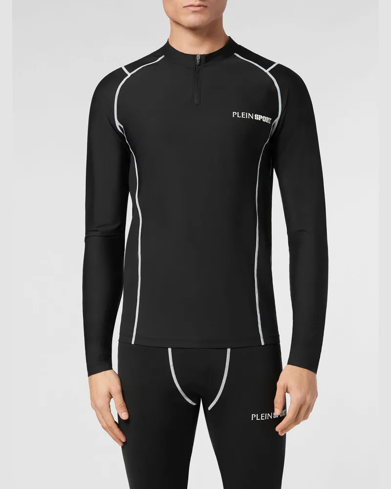 Philipp Plein T-Shirt aus technischem Stretch-Gewebe Schwarz