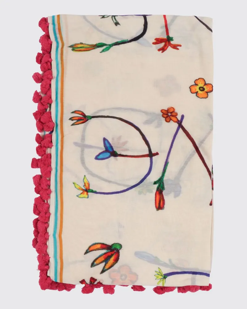 Faliero Sarti Schal aus Baumwolle und Seide mit Blumenmuster Bunt
