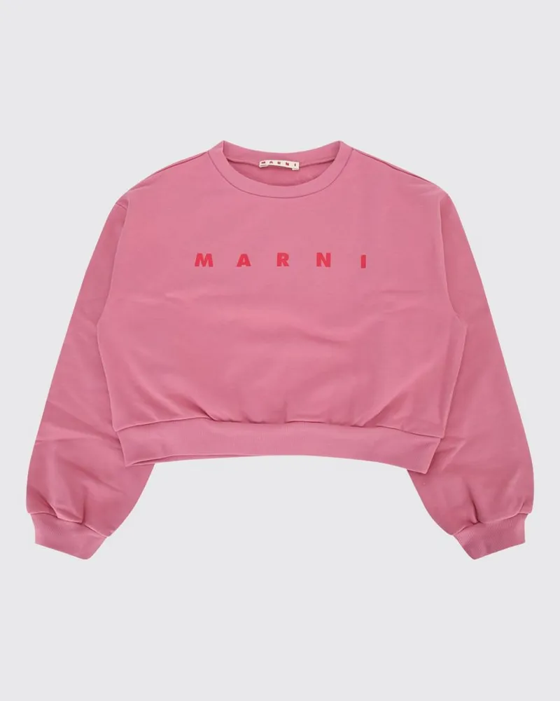 Marni Cropped-Sweatshirt aus Baumwolle für Jungen mit Kontrast-Logo Pink