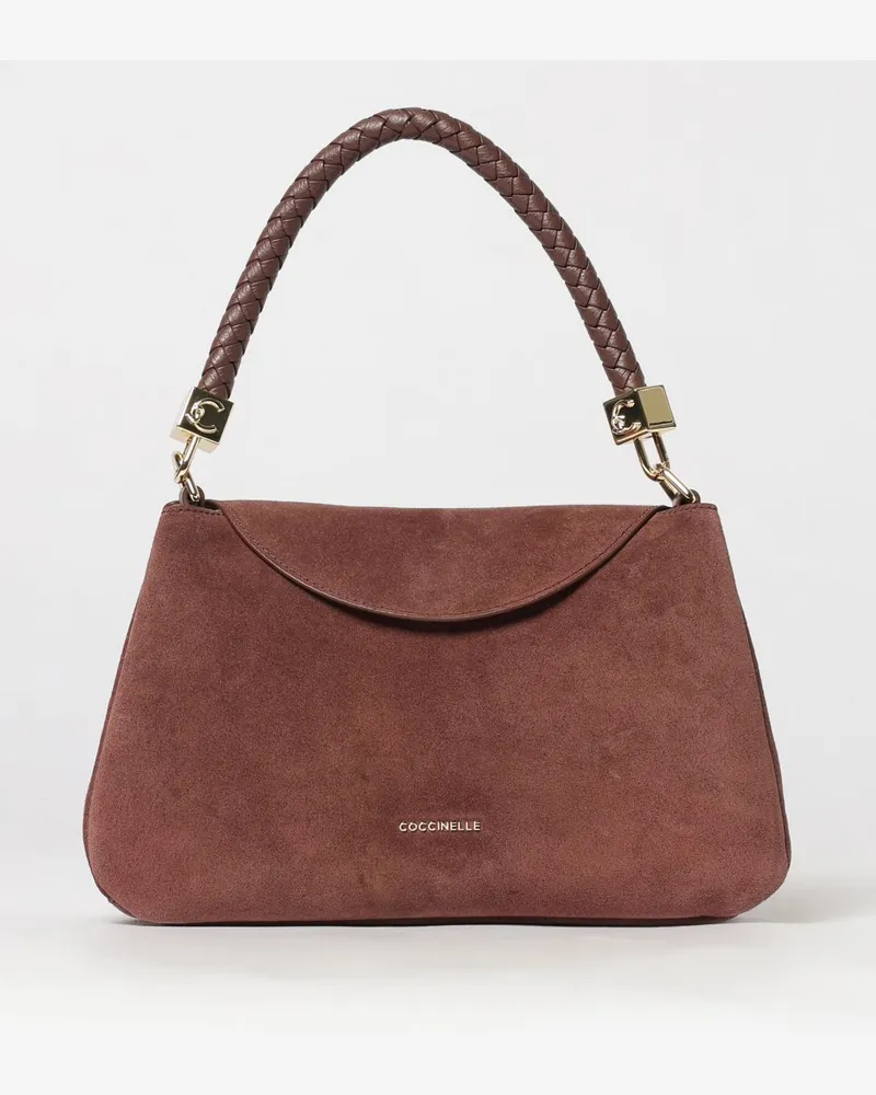 Coccinelle Tiggy Schultertasche aus Leder und Wildleder mit geflochtenem Henkel Rot