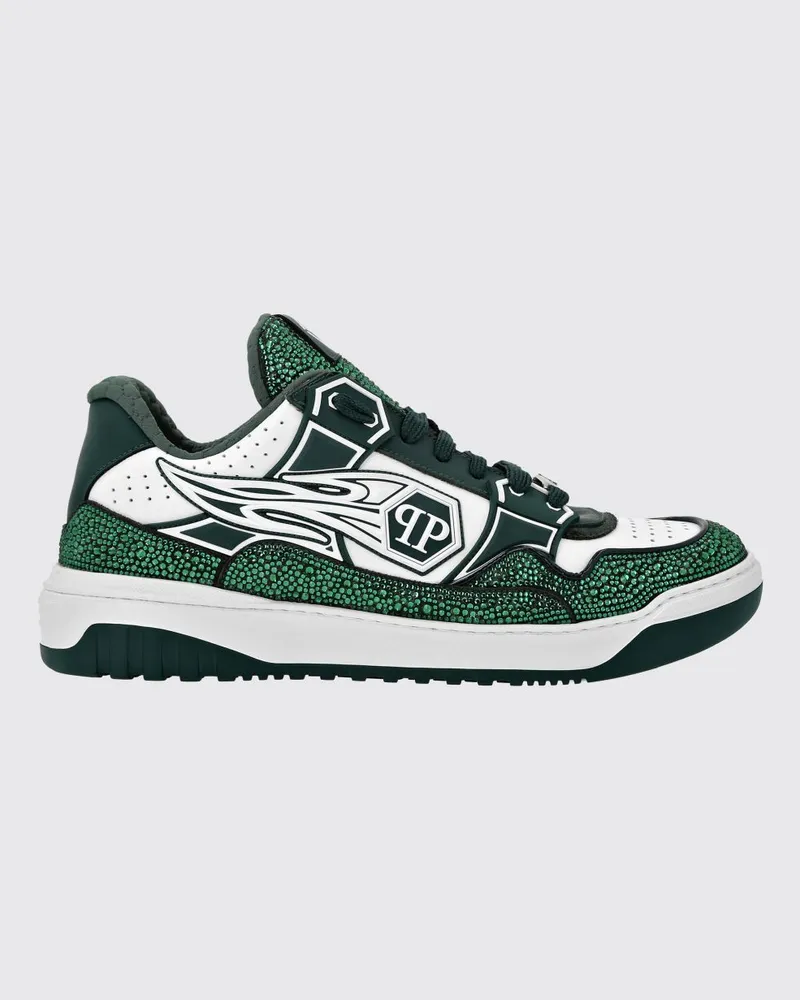 Philipp Plein Sneakers aus Leder und Gummi mit Strass Weiss