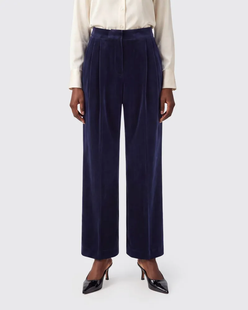 Jil Sander Maßgeschneiderte Samthose mit weitem Bein und Bundfalten Schwarz