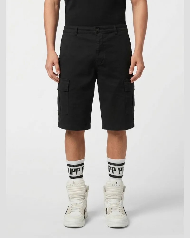 Philipp Plein Baumwoll-Cargoshorts mit mehreren Taschen Schwarz