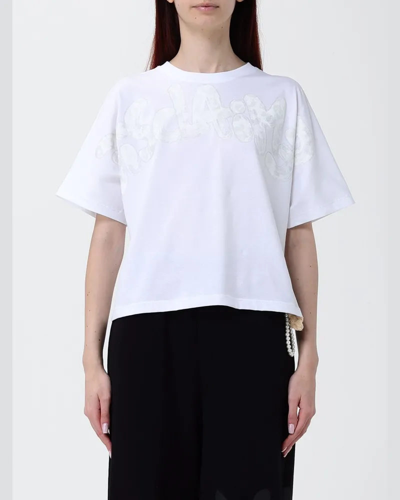 DISCLAIMER Relaxed-Fit-T-Shirt von aus Baumwolle mit Logo-Print und Rundhalsausschnitt Weiss