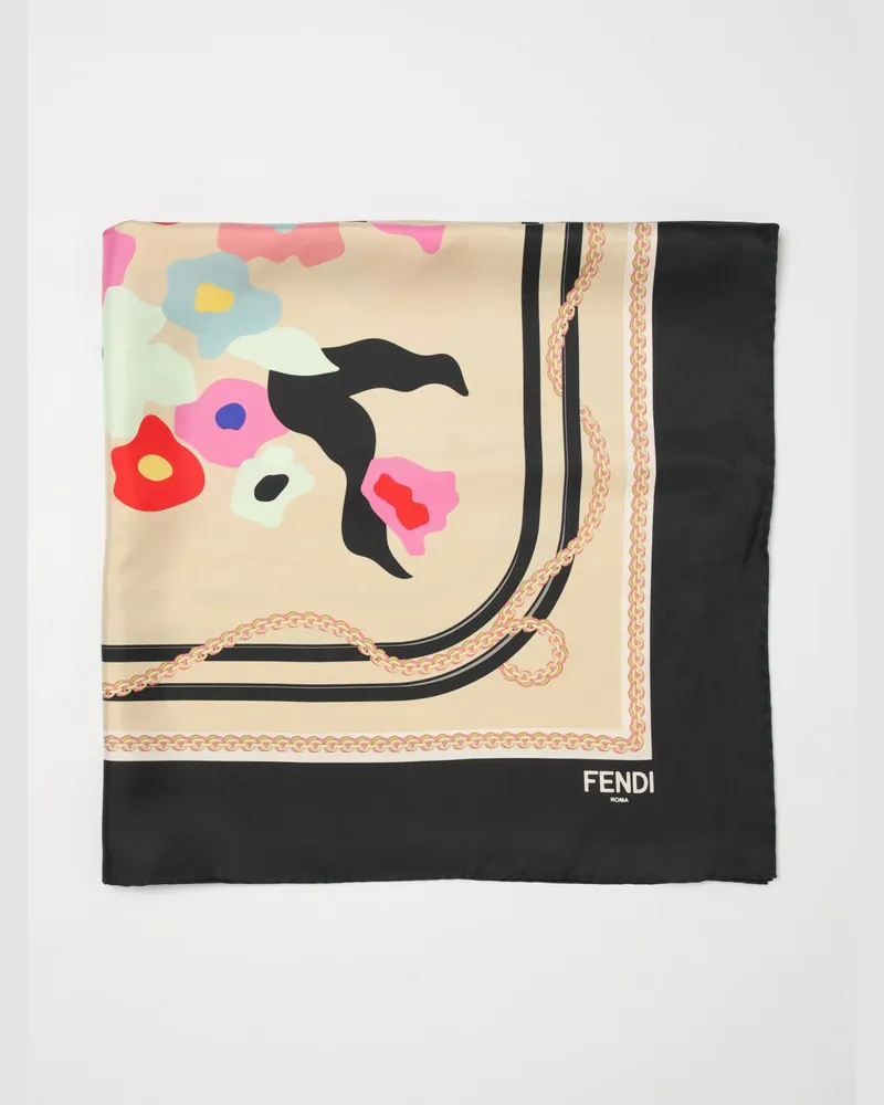 Fendi Bedruckter Seidenschal Beige
