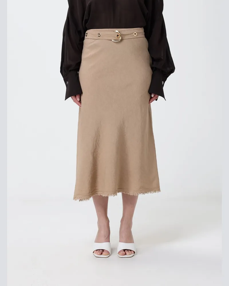 Pinko Asymmetrischer Rock aus Leinenmischung Beige
