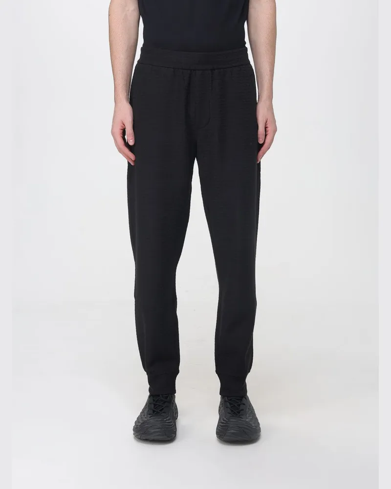 Emporio Armani Slim Fit Jogginghose aus Baumwollmischung mit elastischem Bund Schwarz