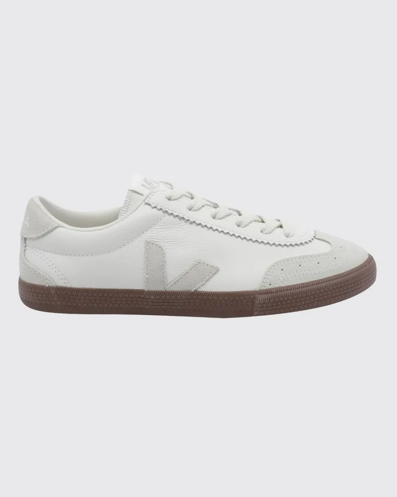 VEJA Volley Low-Top-Sneaker aus O.T.-Leder mit Kontrast-Logo Weiß
