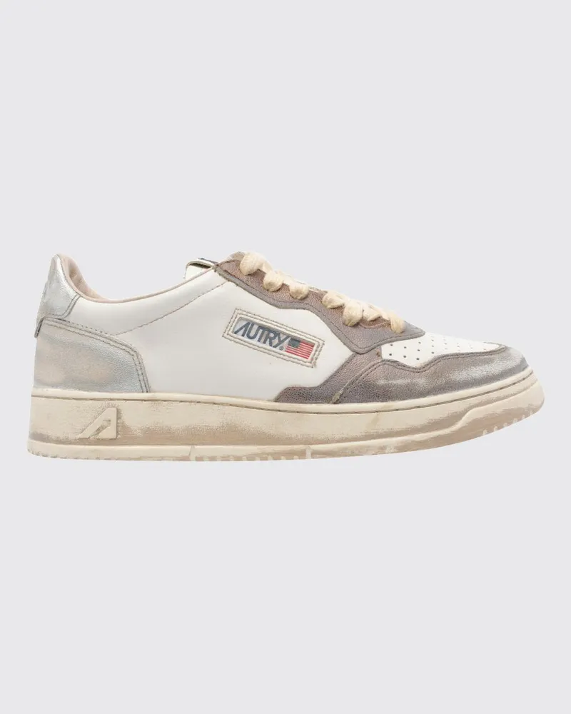 AUTRY Medalist Low Super Vintage Sneakers aus Kalbsleder mit Used-Effekt Cream