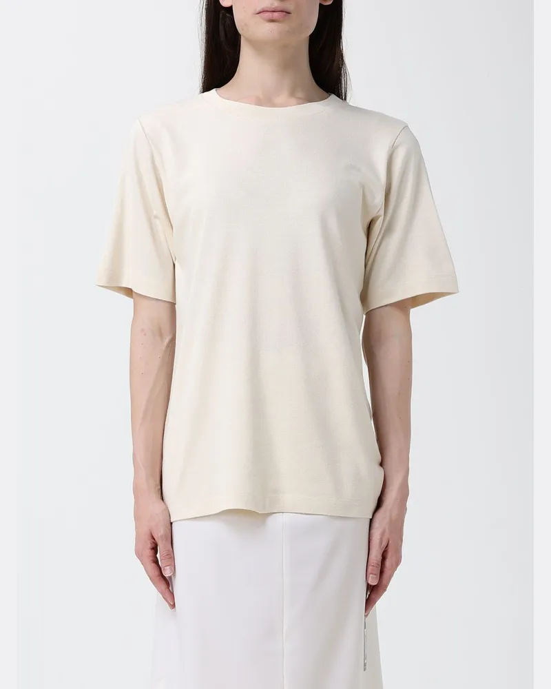 KHAITE Rundhals-T-Shirt aus reiner Seide mit lockerer Passform Yellow